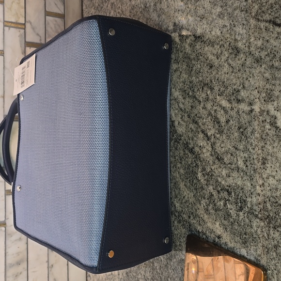 Kate Spade Blue Floral Triple Compartment Satchel - Picture 6 of 13